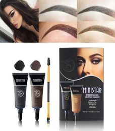 2PCS Eyebrow Shadows Pigments Black Brown Henna Eyebrow Gel Long Lasting Eye Brow Tattoo Cream Eyebrows Enhancer Kits with Brush1947370