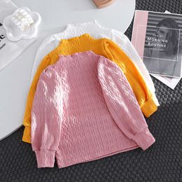 Girls T-shirts Spring Autumn Tops For Kids Long Sleeve Children Blouse Pink/white Baby Tees Toddler Outfits Clothing 1-10years L2405