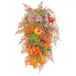 Decorative Flowers Halloween Front Door Artificial Wreath Decoration Peony Berry Pumpkin Garland Wall Christmas Party Decor Home Accessories