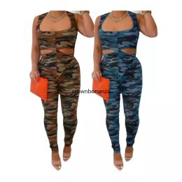 NEW Designer Tracksuits Summer CAMO Two Piece Sets Women Outfits Sleeveless Tank Top Pants Camouflage Tracksuits Casual Sweatsuits Wholesale Clothes