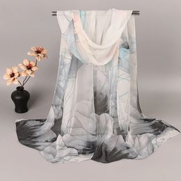 Heitou Chinese Style Transparent Scarf 160X50CM Classical Scarf Pattern Printed Chiffon Scarf Summer Tourism Shawls 240515