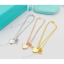 Gold S925 Silver bracelets Designer Women Tiffanyjewelry bracelet Necklace High Edition Lock heart shaped bracelet Sterling Heart Coll with box 178