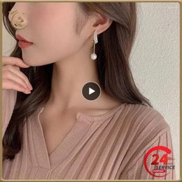 Dangle Earrings Luxury Fashion Korean Zircon Long Tassel Pearl For Women Gold Colour Party Valentines Gift Jewellery