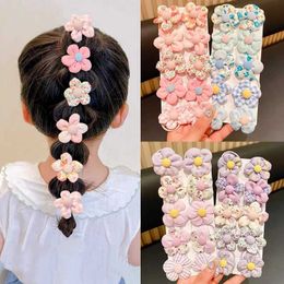 Hair Accessories 10 pieces/set Baby Girl Cute Colour Flower Elastic Hair Strap Tail Holder Children Soft Screw Rubber Childrens Hair Accessories WX