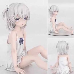 Action Toy Figures Anime Figure Sitting posture White haired cute little girl Kawaii Girls Action Figure PVC Model Doll Toys Gifts box-packed Y240516