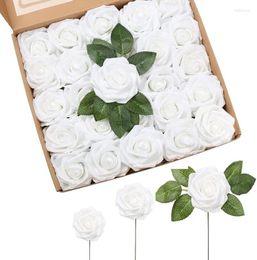 Decorative Flowers 25pcs Artificial Rose Real Looking Foam Roses W/Stem For DIY Wedding Bouquets Centrepieces Arrangements Party Decoration