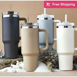 Ready to Ship 40oz Tumblers Mugs with Handle Insulated Stainless Steel Mug Lids Straw Coffee Ter stanliness standliness stanleiness standleiness staneliness 7H28