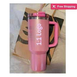 Starbucks Winter Cosmo Pink Parade 1 with 40oz Stainless Steel Tumblers Cups Lid Straws Waterme stanliness standliness stanleiness standleiness staneliness XK13