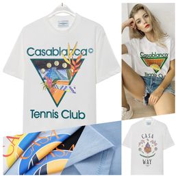 Designer casablanc shirt Men Casual t shirts Man Clothing Street tshirt Tennis Club casa blanca Shorts Sleeve Cotton Clothes Fashion Luxury shirt Free shipping