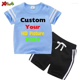 Clothing Sets Kids Set Clothes Toddler Baby Girls T Shirt Summer Childrens Boys Tshirt Short Pant 2Pc Custom Your OWN Design Logo