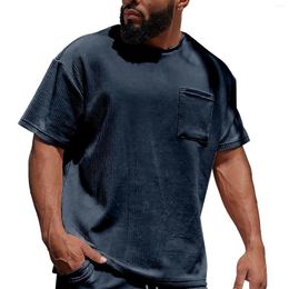 Men's T Shirts Fashion Spring And Summer Casual Short Sleeved Round Neck Corduroy Solid Color Men Tees Tops Oversized