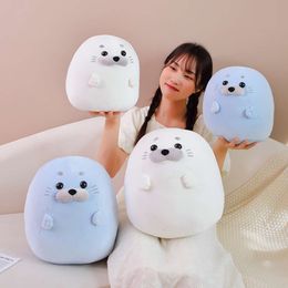 Plush Stuffed White/Blue Plushie Seal Round Toys For Girls Kawaii Baby Animal Pillow Cushion Kids Soft Toy