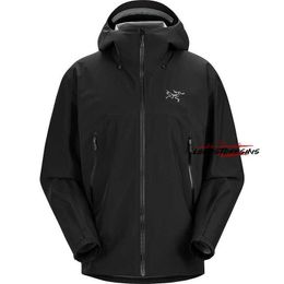 ARC Designer Outdoor Coat Windproof Jaket European Men's Black Hooded Soft Shell Jacket Jacket, Waterproof and Breathable