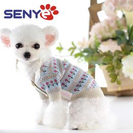 Dog Apparel Pet Clothes 2024 Autumn And Winter Cat Bichon Small Flower Sweater Cardigan Supplies