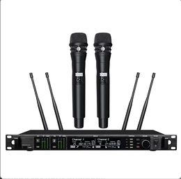 AD4D 2 dual channel wireless microphone stage karaoke host live professional microphone metal wireless mic with ksm8 for performance microphone