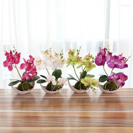 Decorative Flowers 3Forks Artificial Butterfly Orchid Flower Bonsai Home Garden Living Room Decoration Fake Christmas Halloween Party Supply