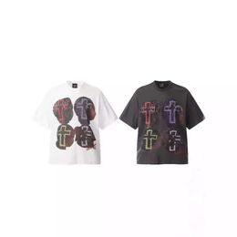 Retro Designer t shirts for Men and Women American Trendy Saint Michael Summer Portrait Colorful Print Hip Hop Loose Mens Womens Short Sleeved