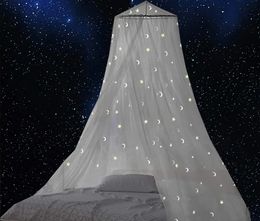 Bed Canopy with Fluorescent Stars Glow in Dark for Baby Kids Girls Starry Night Mosquito Net Fit The Baby Cribs Kid Beds 240516