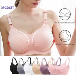 Maternity Intimates 3 pieces/set of high-quality maternity care bras cotton breast feeding seamless large-sized breathable push ups for pregnant women d240517