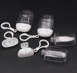 30ML Hand Sanitizer Bottle With Key Ring Hook Clear Transparent Plastic Refillable Containers Travel Bottle KH6327950374