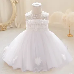 Girl Dresses Toddler Baptism Party Dress For Baby Tulle Flower 1st Birthday Princess Girls White Wedding Infant Prom Gown