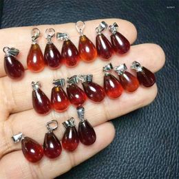 Decorative Figurines S925 Natural Garnet Teardrop Pendant Fashion Beads For DIY Jewellery Making Gemstones Women Man Chirstmas Gift 2pcs