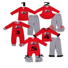 Clothing Sets Toddler Fashion Baby Boutique Little Girl Sister Brother And Suit Love Plaid Trousers Bow Red Wholesale For Set