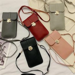 Bag Mobile Phone Purse Smartphone Wallet Leather Shoulder Strap Handbag Women Tactile Outdoor Waterproof