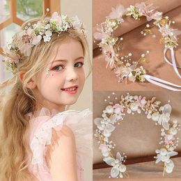 Hair Accessories Fairy Flower Headband Kids Girls Beautiful Garland Wreth Hair Band Wedding Birthday wreath wristband WX