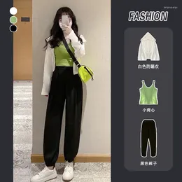 Work Dresses Summer Spicy Suit Female Fashion Temperament Sunscreen Thin Paragraph Cardigan Casual Nine-point Harem Pants Three Sets