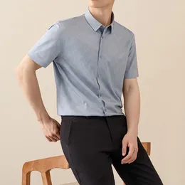 Men's Casual Shirts Fashion Korean Summer Short Sleeve For Men Slim Fit Formal Plain Shirt Soft Office Elegants Tops Striped