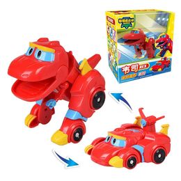 est Min Gogo Dino ABS Deformation Car/Airplane Action Figures REX/PING/VIKI/TOMO Transformation Dinosaur toys for Kids Gift 240516