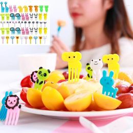 Forks 6/10/50PCS Mini Cartoon Animal Fruit Fork Grade Plastic Cake Toothpick Bento Lunch Accessories Party Decoration