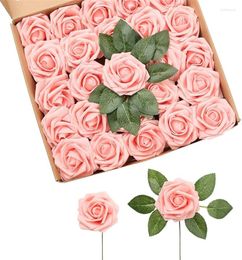 Decorative Flowers 25 Pieces Faux Roses Real Look Foam Rose With Rhizomes For DIY Wedding Bouquet Centrepiece Arrangement Party Decorations