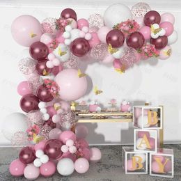 Party Balloons Red Pink Butterfly Balloon Garland Arch Kit Confetti Latex Balloon Happy Birthday Party Decoration Kids Girl Baby Shower Ballaoo