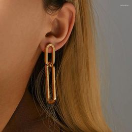 Dangle Earrings Exaggerate Women's Gold Colour Geometric Double Rings Drop Earring Personality Statement Party Show Jewellery Accessories