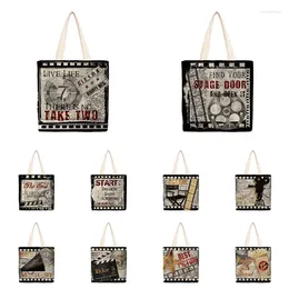 Storage Bags MoiveThere Is Not Take Two Live Life Printed Handbag Cartoon Personality Art Shopping Bag Plant Painting Female Lunch