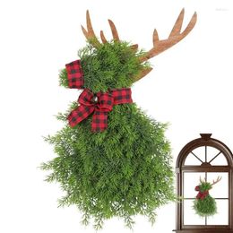 Decorative Flowers Christmas Wreath Easy To Use Porch Window Wall Decor Artificial Pine Needle Elk Door For Outdoor Home Decorations