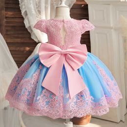 Girl's Dresses Baby Girls Lace Dresses Backless Wedding Evening Ball Gowns Embroidery Elegant Ceremony Costumes Birthday Party Princess Dress 8SB3