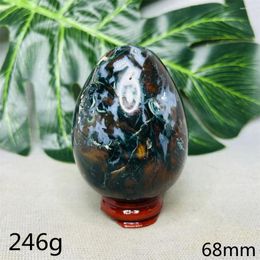 Decorative Figurines Ancient Sea Jasper Stone Egg Natural Gemstone Home Room Decoration Gift Energy Crystal Healing Witchcraft Altar Prayer