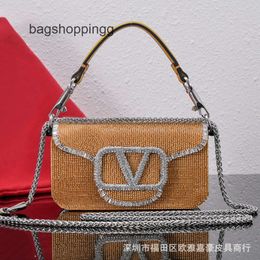 Crossbody Crystal Woman Vallenteno Genuine Bags Vo Designer Chain Bag Diamond Top Small Shiny 2024 Lady Event Square Purse New Leather Womens Underarm 78FG