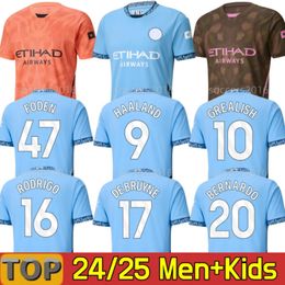 24 25 Erling Haaland MANS CITIES SOCCER JERSEYS FODEN GREALISH J.ALVAREZ DE BRUYNE DOKU 2023 2024 2025 RODRIGO PHILLIPS football tops shirts kids kit