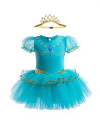 Girl Dresses Girls Ballet Tutu Dress Camisole Tulle Skirted Leotard Ballerina Outfits Costume With Crown