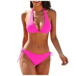 Women's Swimwear Fashion Separate Sexy Bikini With Bra Pads No Steel Swimsuit Bikinis Set Brazilian Halter Beach Wear