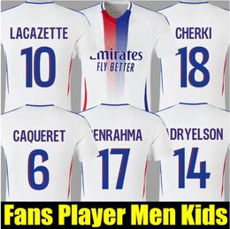 24 25 Maillot Lyons Soccer Jersey 2024 2025 Olympique Lyonnais Fans player Version football shirts TRAORE men kids kit