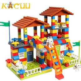 Blocks Large particle roof blocks urban houses large-sized assembly sliders building blocks castle bricks toys childrens gifts WX