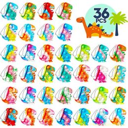 Decompression Toy 12/36 Dinosaur Party Discount Popular Keychain Fidget Loose Pressure Reducing Sensor Birthday Childrens Supplies H240516