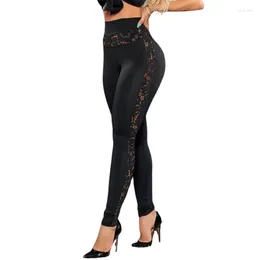 Women's Pants 2024 Europe Summer Amazon Solid Colour Lace Splicing Hip-lifting Sports Yoga Tight Bottoming