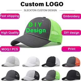 Ball Caps SLECKTON Customises Embroidered Baseball Hat DIY Design for Men and Women Mesh Hat Printed Hat High Quality Cotton Hat Wholesale Unisex B240516