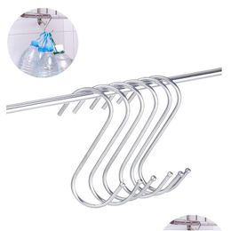 Hooks Rails Stainless Steel S Shape Home Kitchen Tools Metal Railing Practical Mtifunction Hanger Hook 25X70Mm Drop Delivery Garden Dhkrg